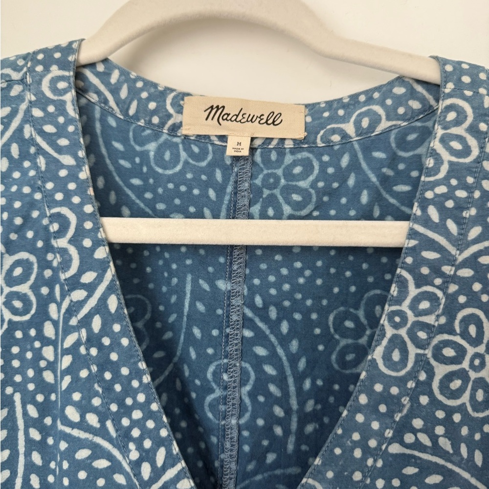 Madewell Light Blue Patterned Long Sleeve Dress - Picture 5 of 8